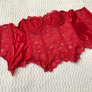 Lace and Satin Victoria's Secret Ruby Red Bustier